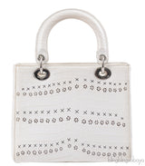Christian Dior Lady Dior White Printed Crocodile Medium Bag