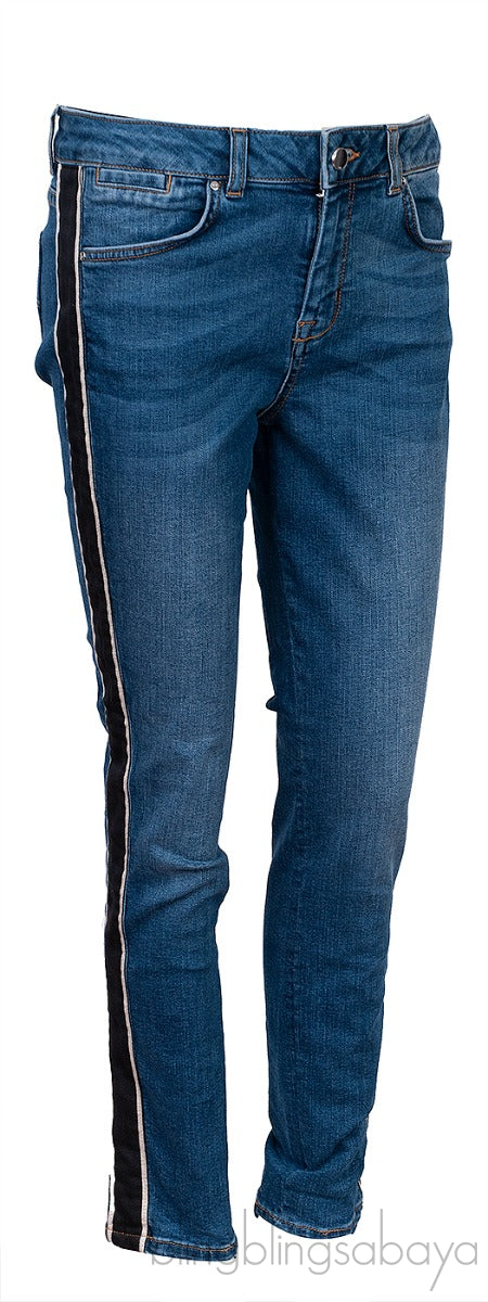 Blue Side Stripe Skinny Jeans