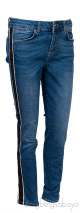 Blue Side Stripe Skinny Jeans