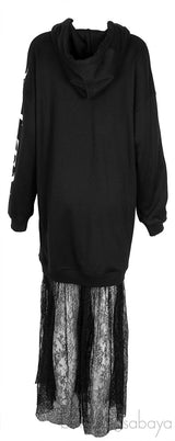 Black VLTN Lace Hoodie Dress