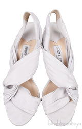 White Leather Slingback Heels