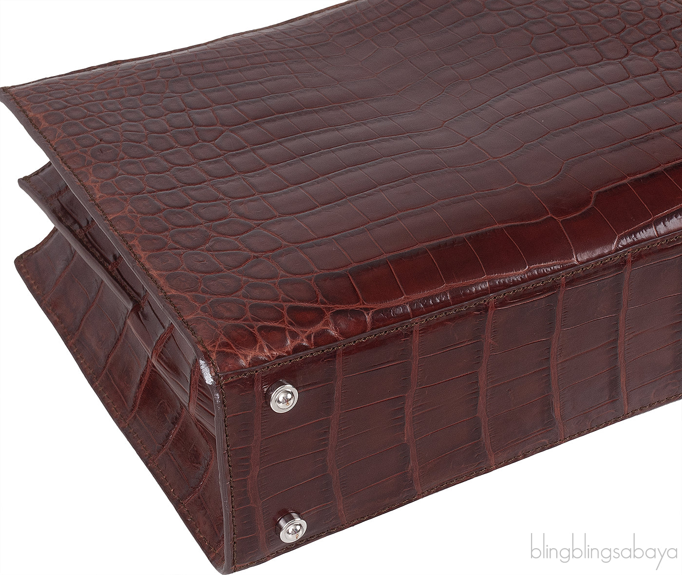 Burgundy Crocodile Top Handle Bag