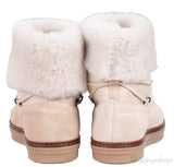 Beige Suede Fur Trim Flat Boots
