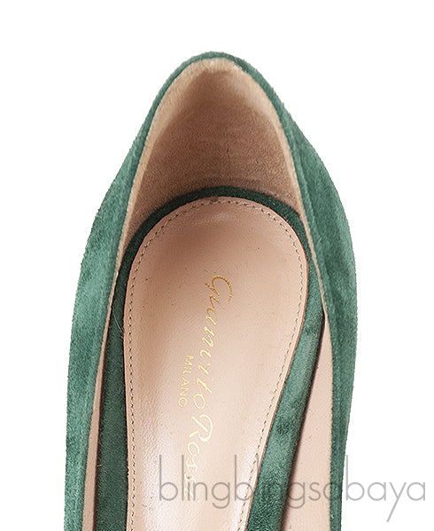 Emerald Suede Pointed Toe Heels