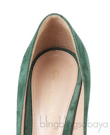 Emerald Suede Pointed Toe Heels