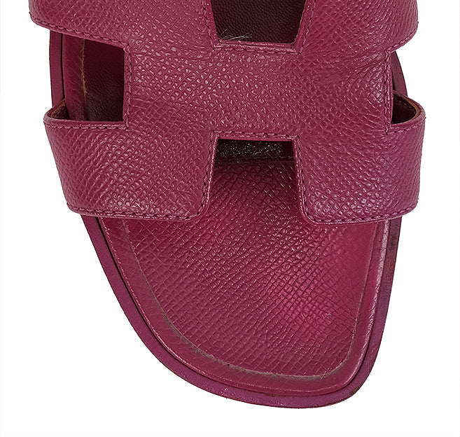 Hermes Rose Magenta  Epsom Oran Sandals 36