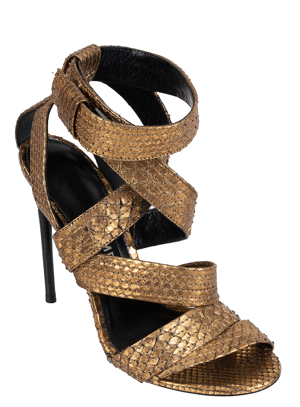 Tom Ford Gold Python Strappy Sandals