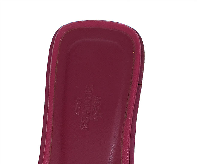 Hermes Rose Magenta  Epsom Oran Sandals 36