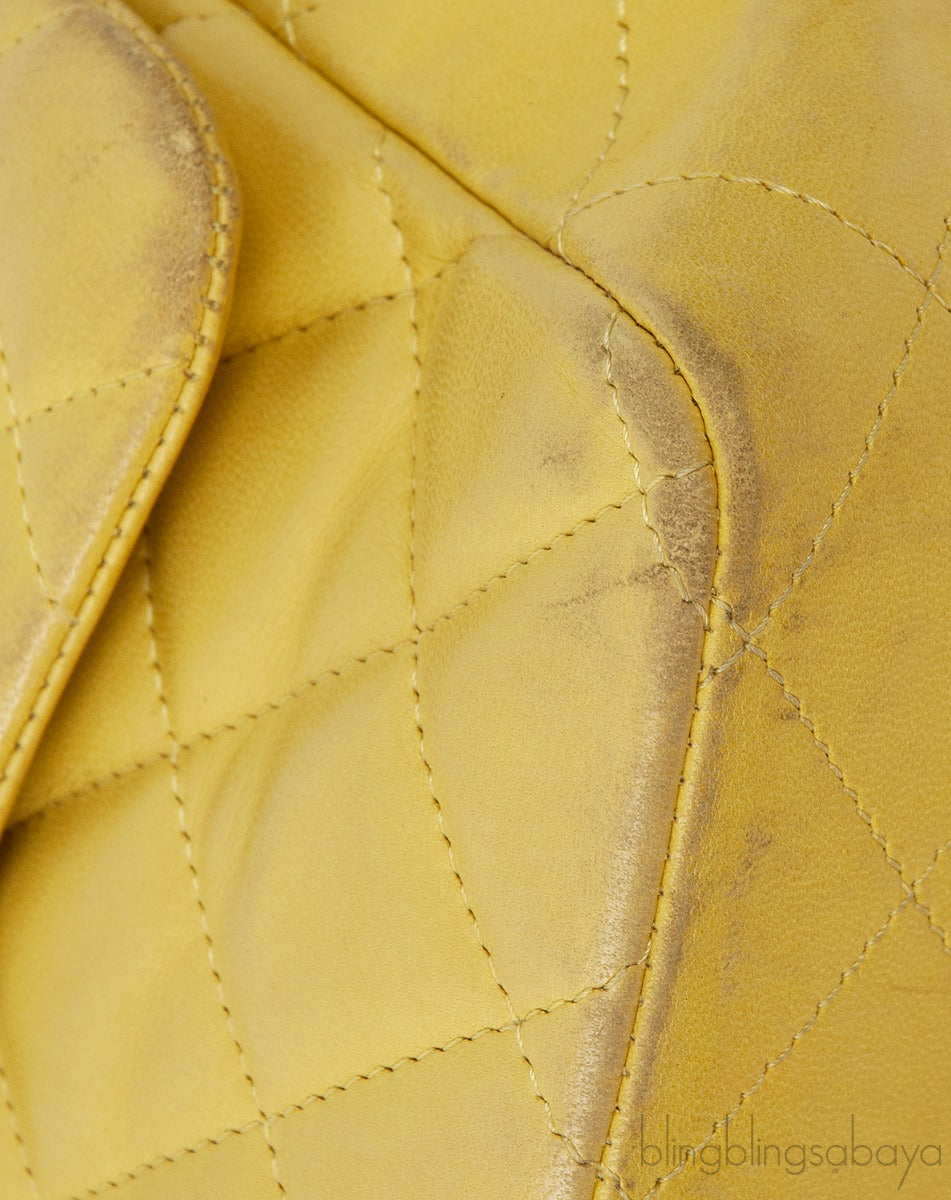 Yellow Quilted Classic Jumbo Flap Bag PHW