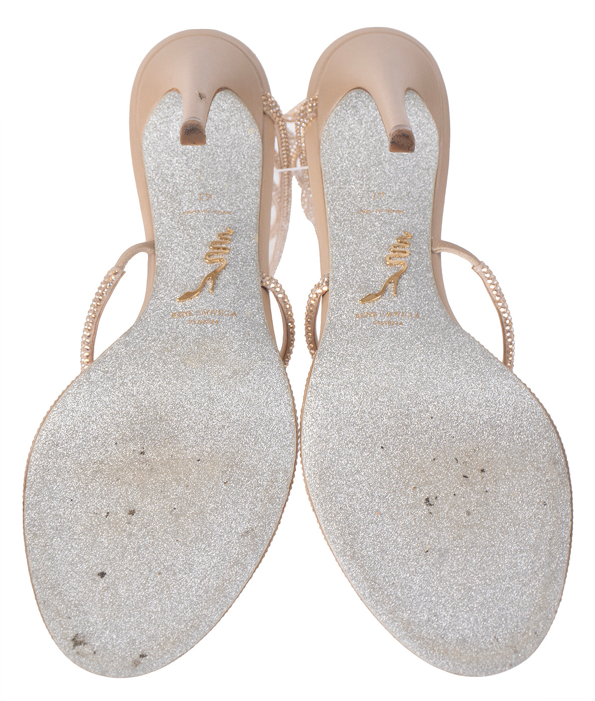 Rene Caovilla Cleo Nude 105 Crystal Sandals