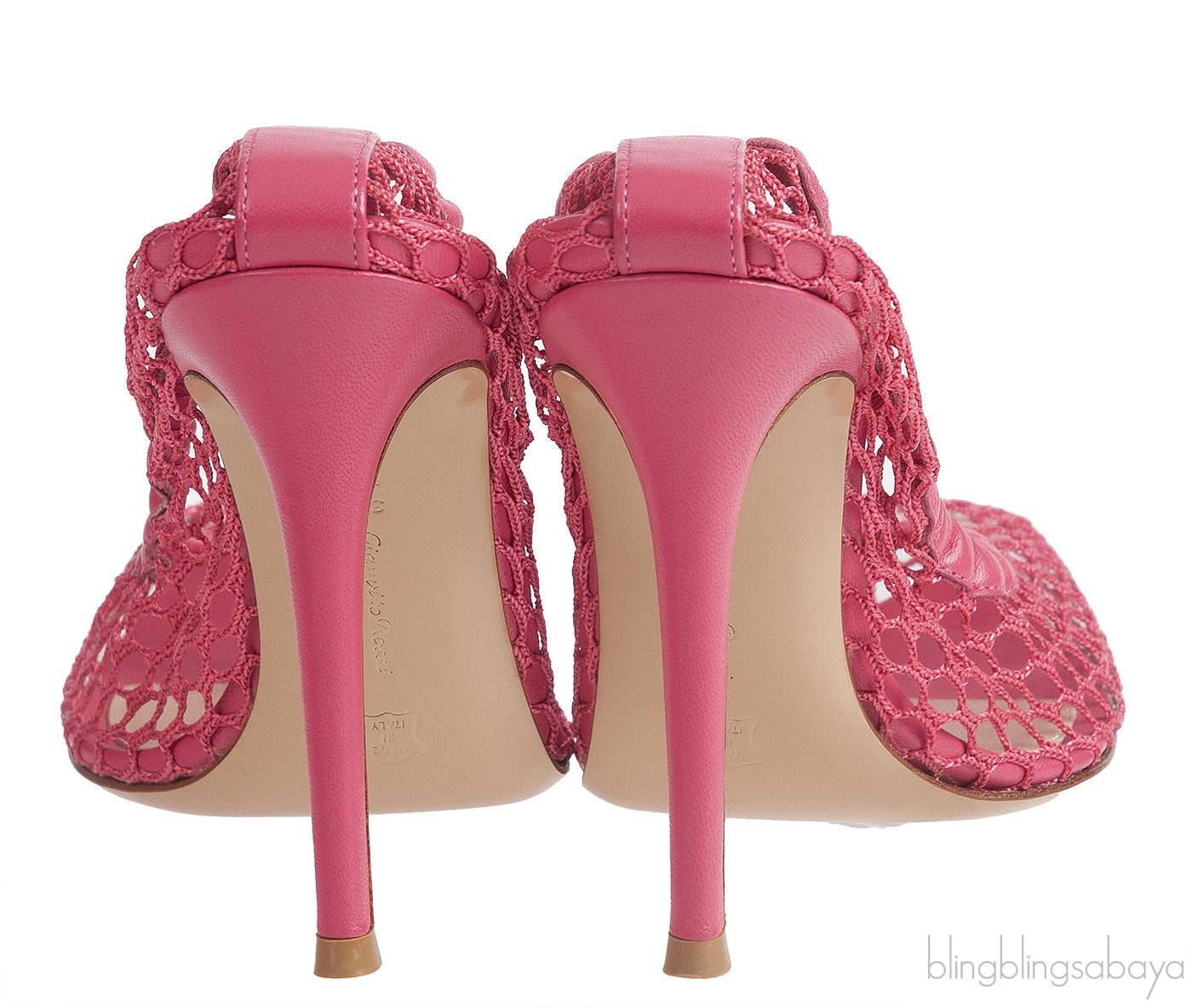 GIANVITO ROSSI Pink Leather Trimmed Fishnet Pump 38