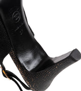 Chanel Black Leather CC Cap Toe Slingback Shoes