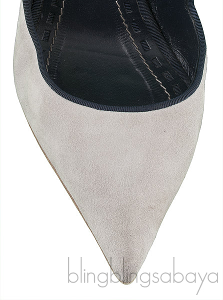 Grey Suede Pointed Toe Heels