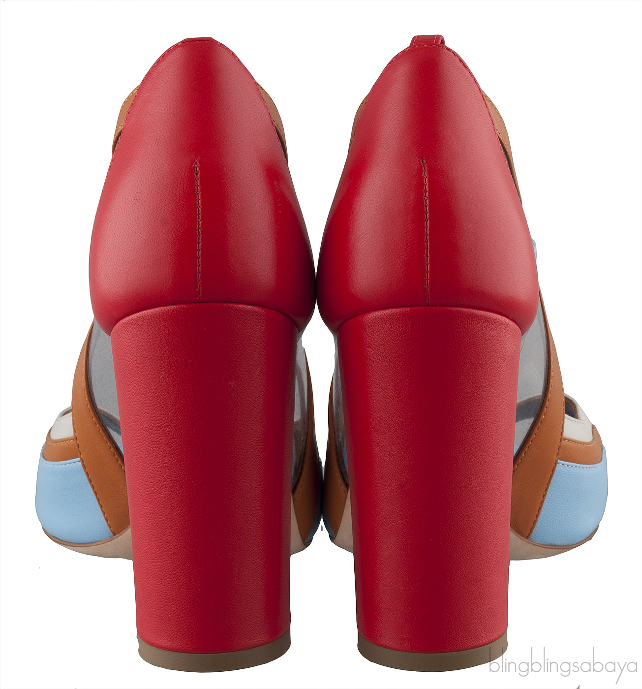 Multicolored PVC Peep Toe Heels