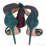 Bi-color Suede Fringed Tassel Sandals