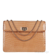 Beige Cornelia Lunch Box Crocodile Bag