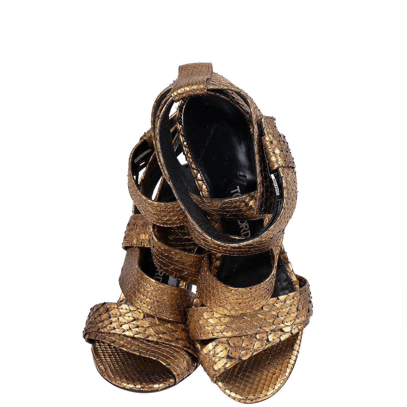 Tom Ford Gold Python Strappy Sandals