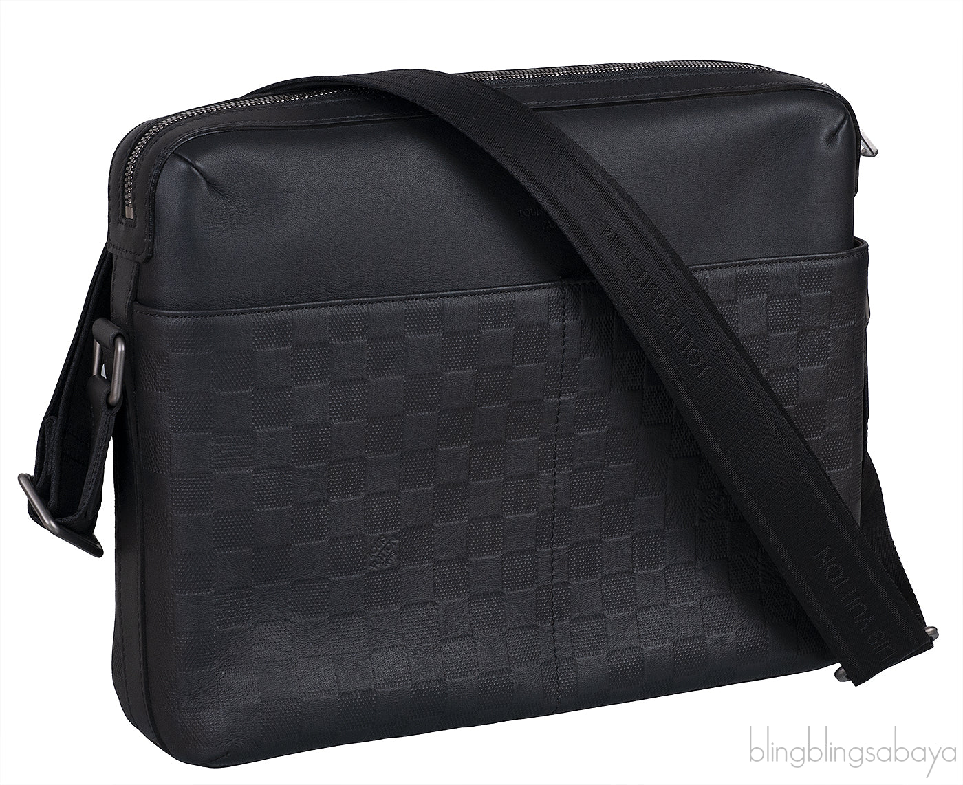 Black Infiniti Leather Calypso Messenger Bag MM