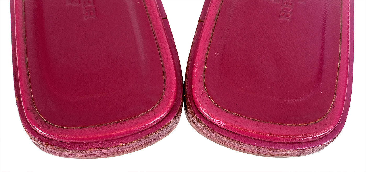 Hermes Rose Magenta  Epsom Oran Sandals 36