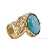 Arty Oval Ring Aqua Green
