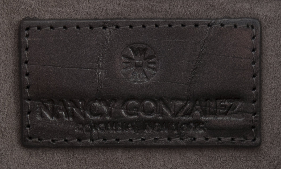 Grey Long Crocodile Clutch