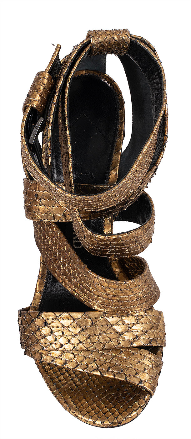 Tom Ford Gold Python Strappy Sandals