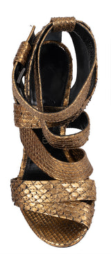 Tom Ford Gold Python Strappy Sandals