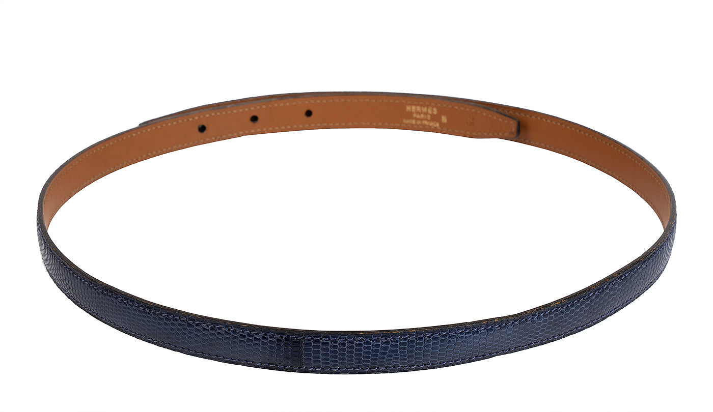 Hermes Vintage  Blue Lizard 16 mm Belt Strap