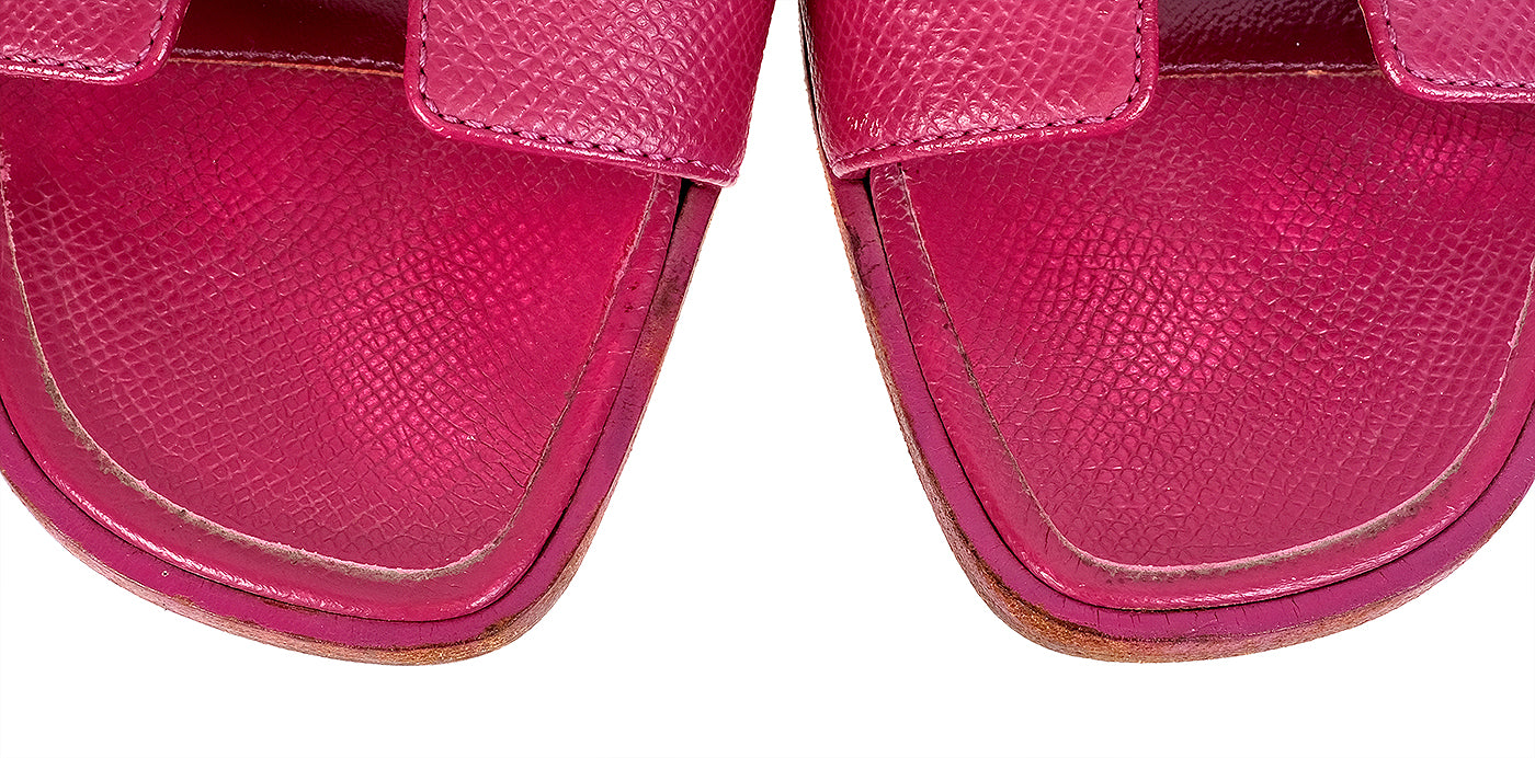 Hermes Rose Magenta  Epsom Oran Sandals 36