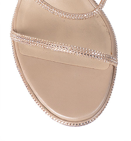 Rene Caovilla Cleo Nude 105 Crystal Sandals