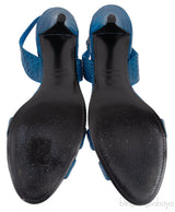 Night 70 Blue Crocodile Slingback Heels