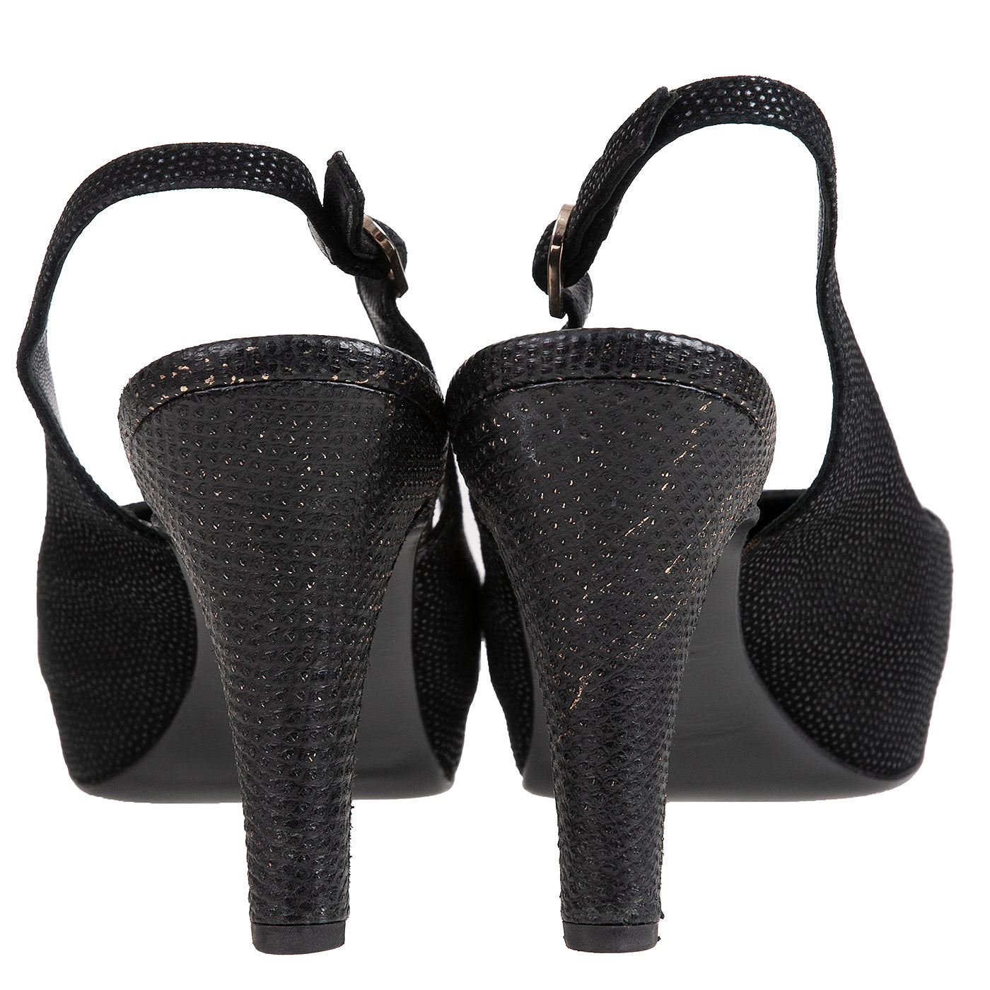 Chanel Black Leather CC Cap Toe Slingback Shoes