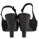 Chanel Black Leather CC Cap Toe Slingback Shoes