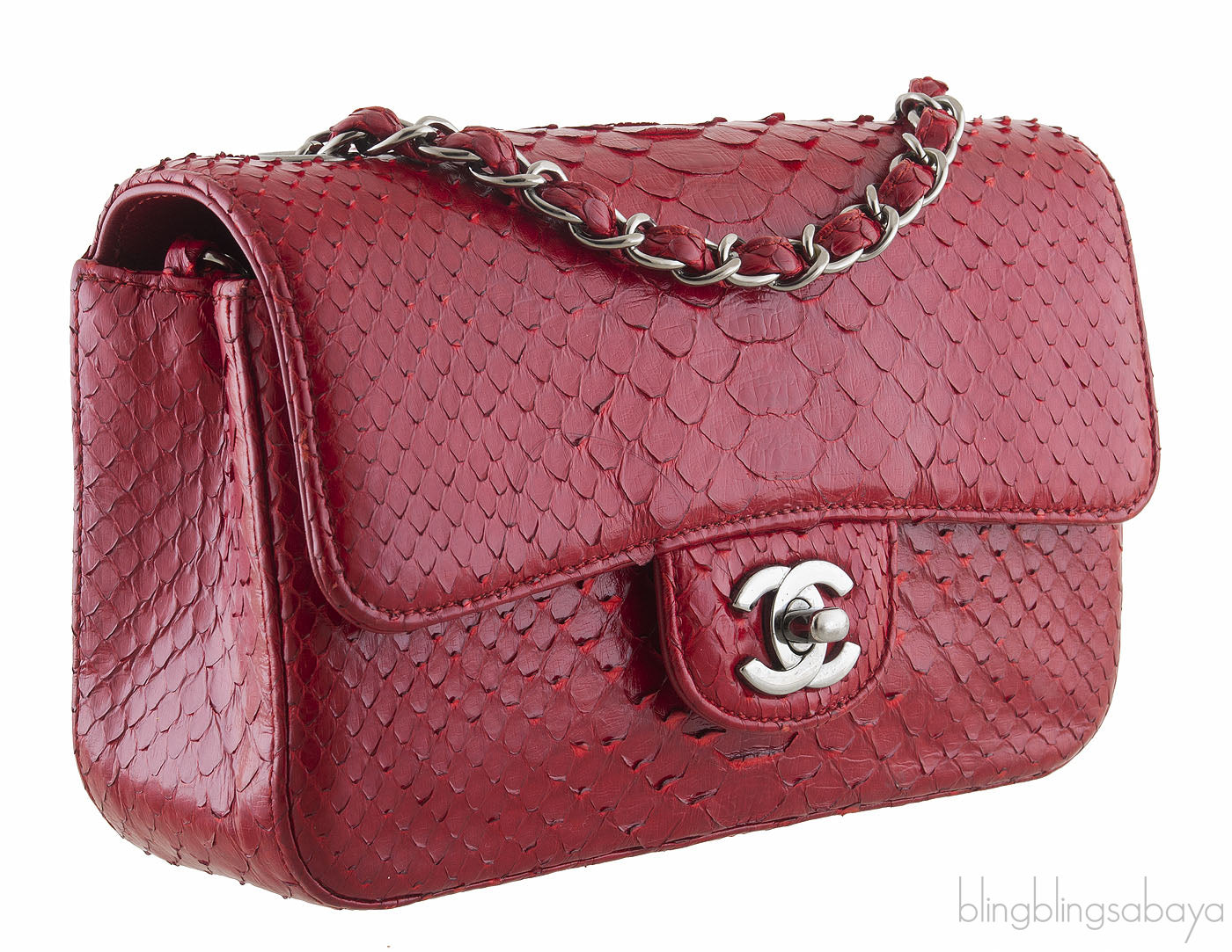 Red Python Mini Single Flap Bag