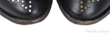 Black Leather Metal Beads Strappy Boots