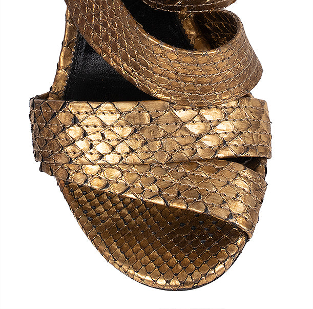Tom Ford Gold Python Strappy Sandals