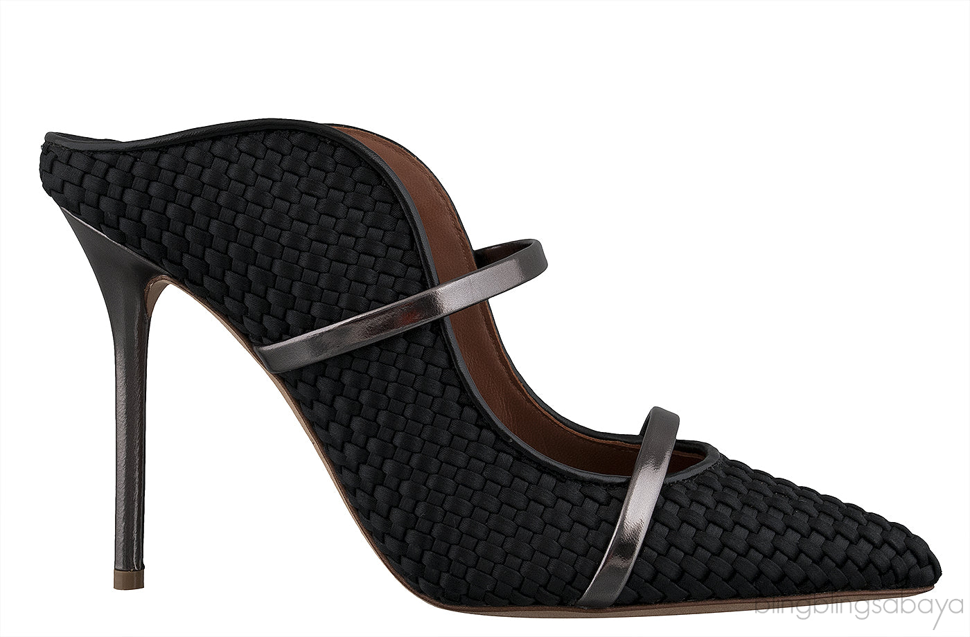 Maureen Black Woven Satin Mules