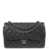 Chanel Charcoal Grey Caviar Jumbo Flap Bag