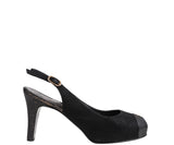 Chanel Black Leather CC Cap Toe Slingback Shoes