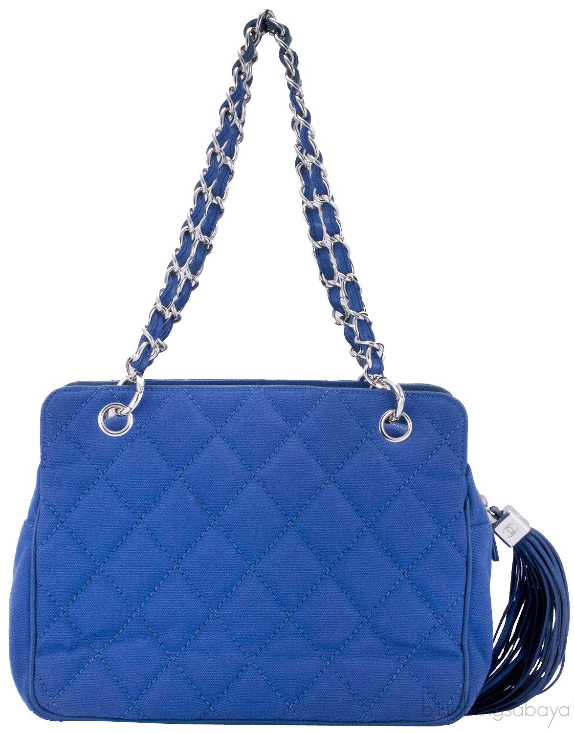 CC Denim Quilted Tassel Handbag