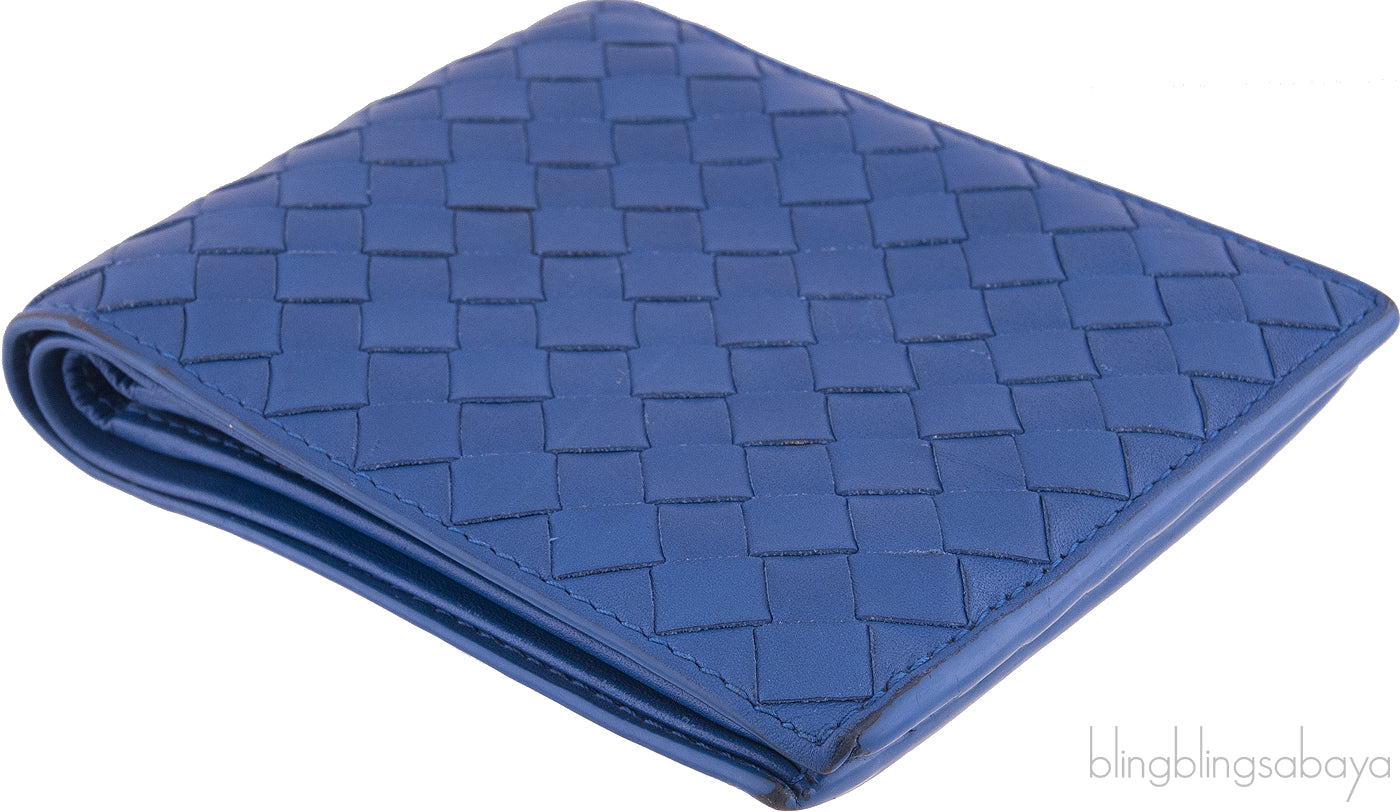 Bottega Veneta Blue Intrecciato Bi-fold Wallet