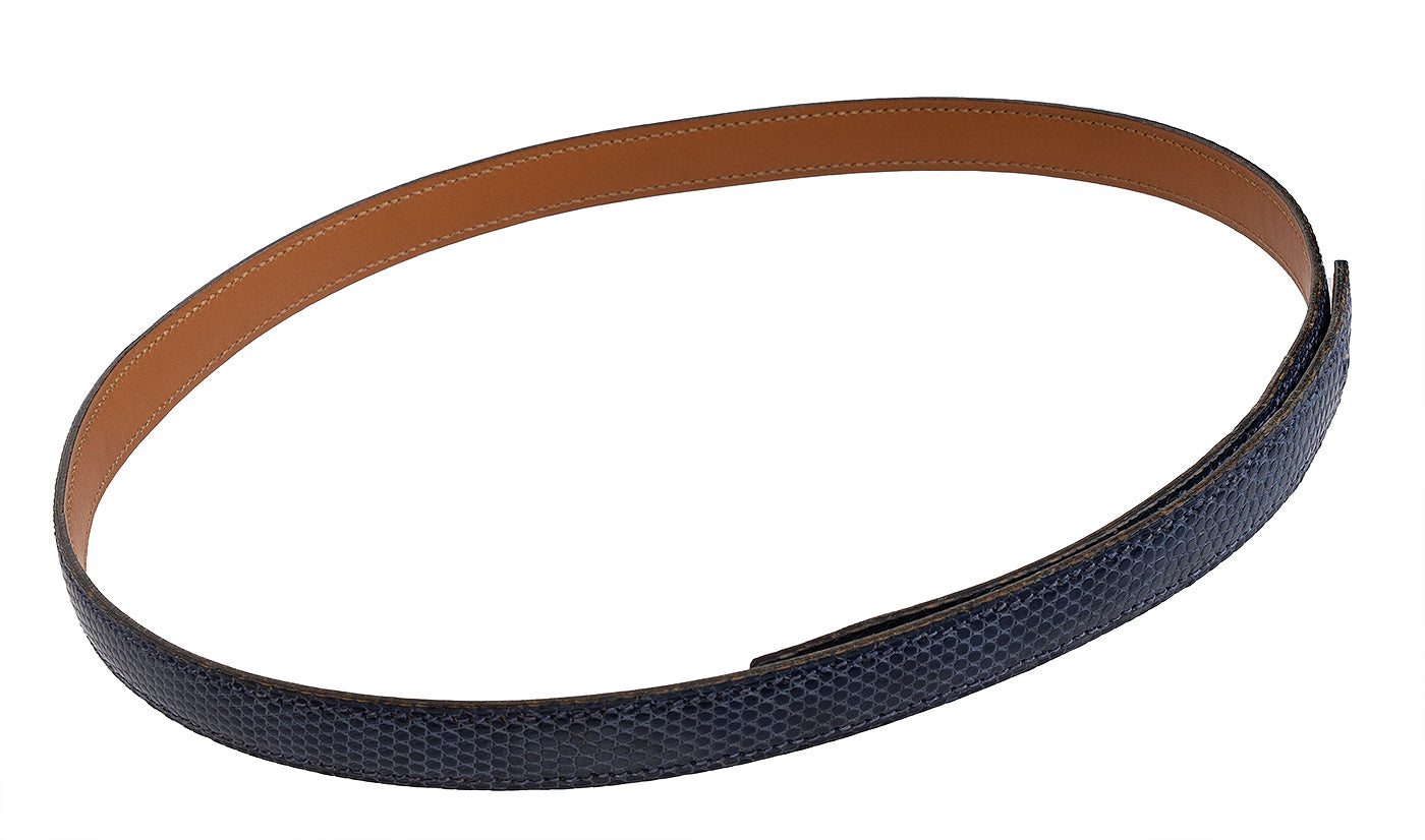 Hermes Vintage  Blue Lizard 16 mm Belt Strap