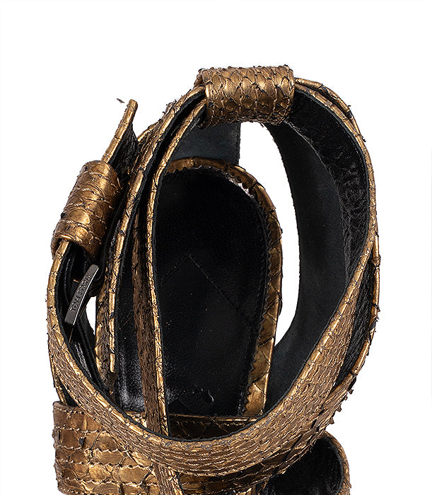 Tom Ford Gold Python Strappy Sandals