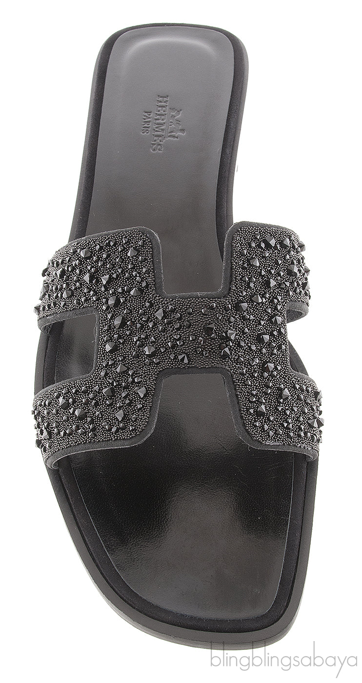 Black Oran Strass Sandals