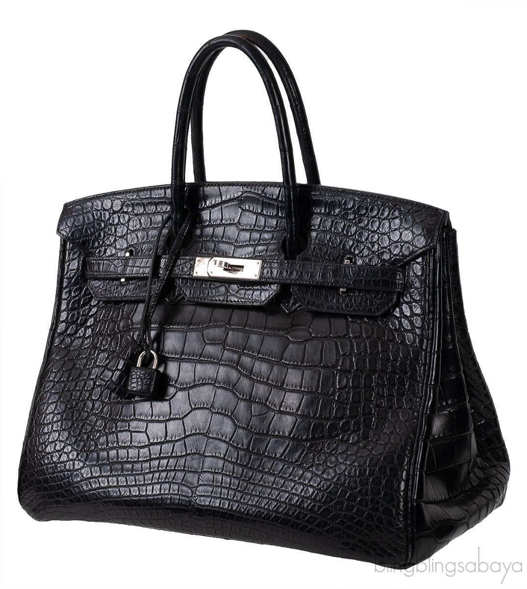 Birkin 35 Black Matte Alligator Crocodile PHW