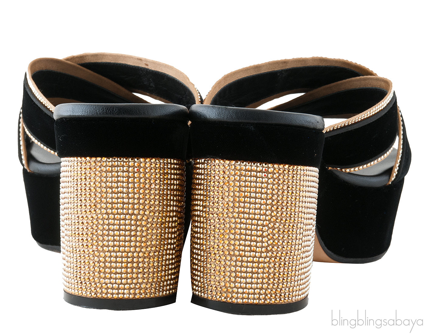 Black & Gold Criss-cross Sandals