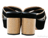 Black & Gold Criss-cross Sandals