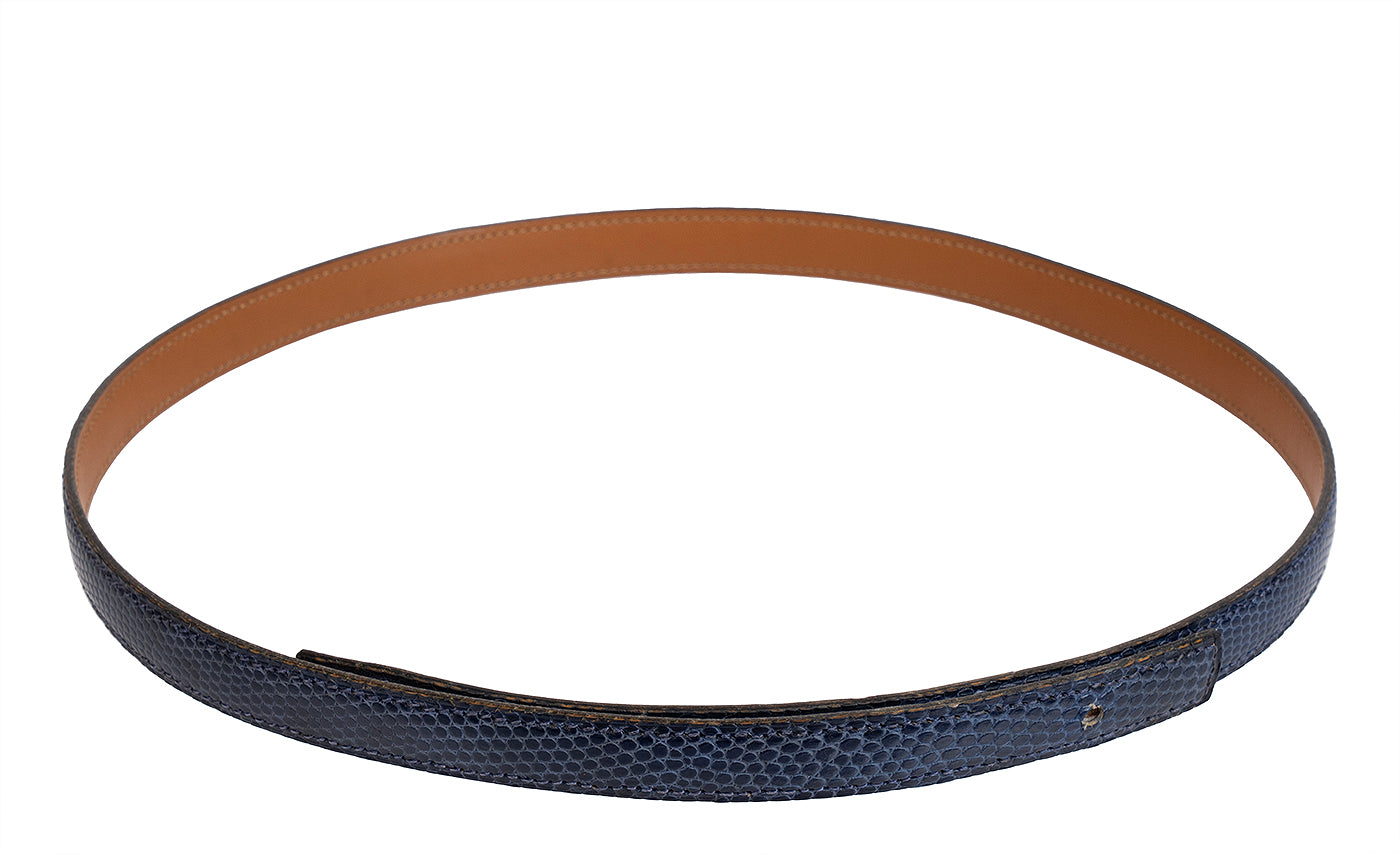 Hermes Vintage  Blue Lizard 16 mm Belt Strap