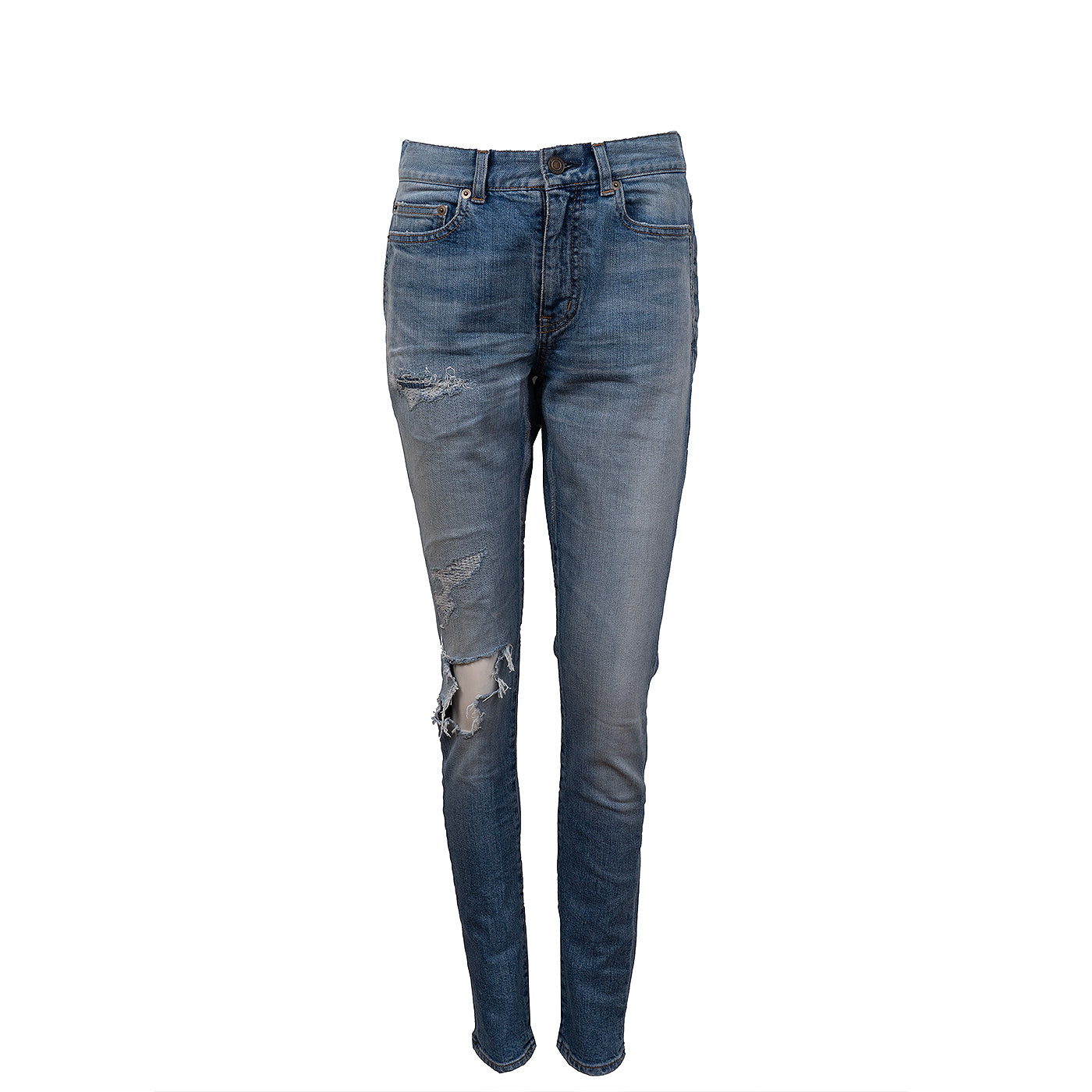 Saint Laurent Paris Blue Distressed Denim