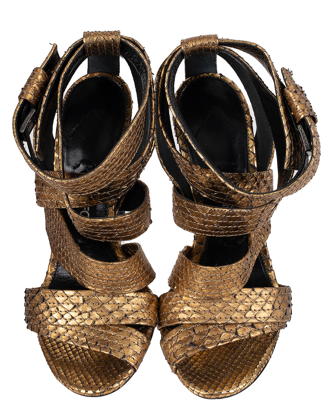 Tom Ford Gold Python Strappy Sandals